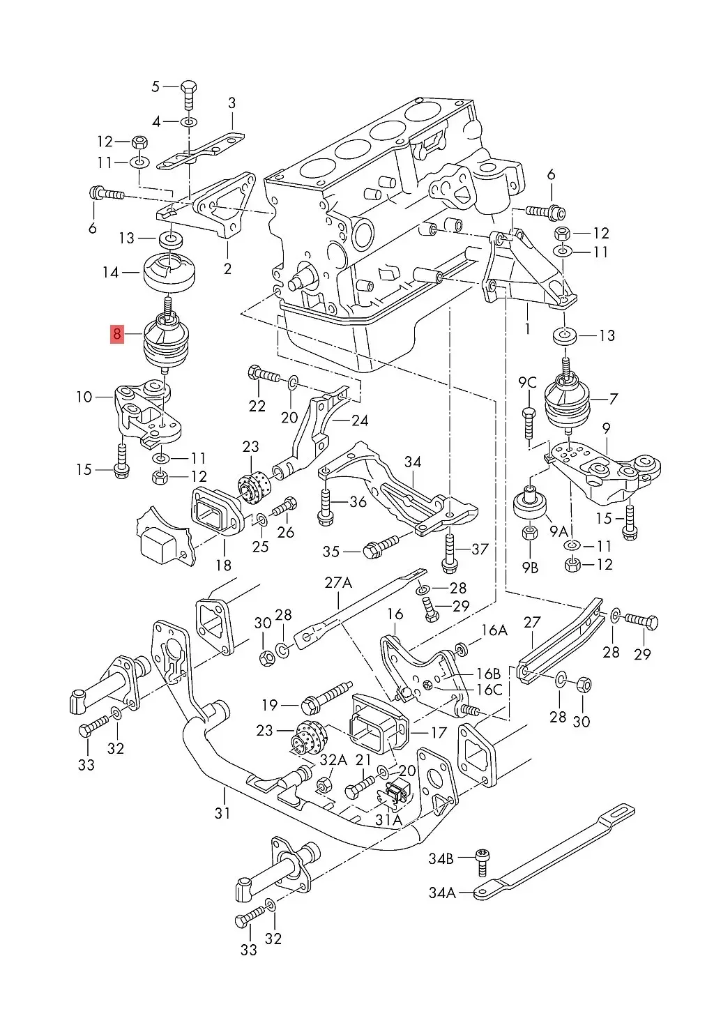 Baofeng Engine Support Mounts For Audi A4 B5 A6 C5 Avant For VW Passat 1.8T LH 8D0199379J RH 8D0199382L=8D0199382E=8D0199382J