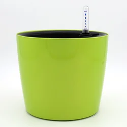 Indoor Self - Watering Plastic Flower Pot with Water Level Indicator - 18x15x15.5cm (1PC green)