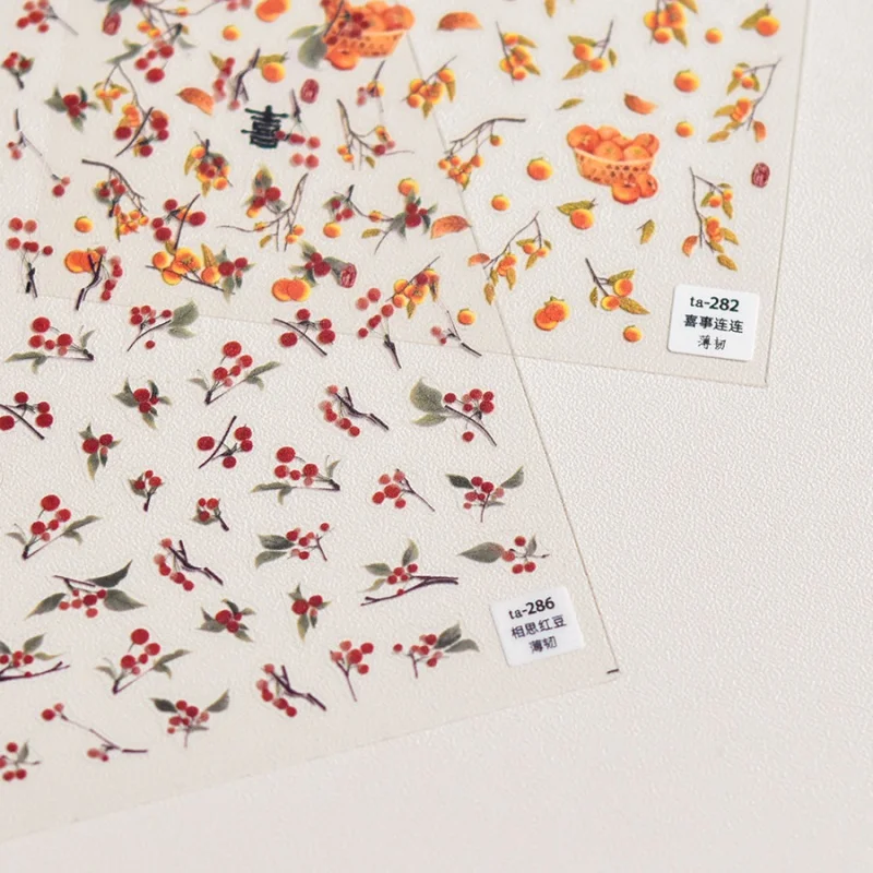 

[Meow.Sensei] Tomoni Brand Tata Cooperation Thin Tough Nail Sticker Japanese Cute Nail Sticker Red Bean Persimmon Ta282