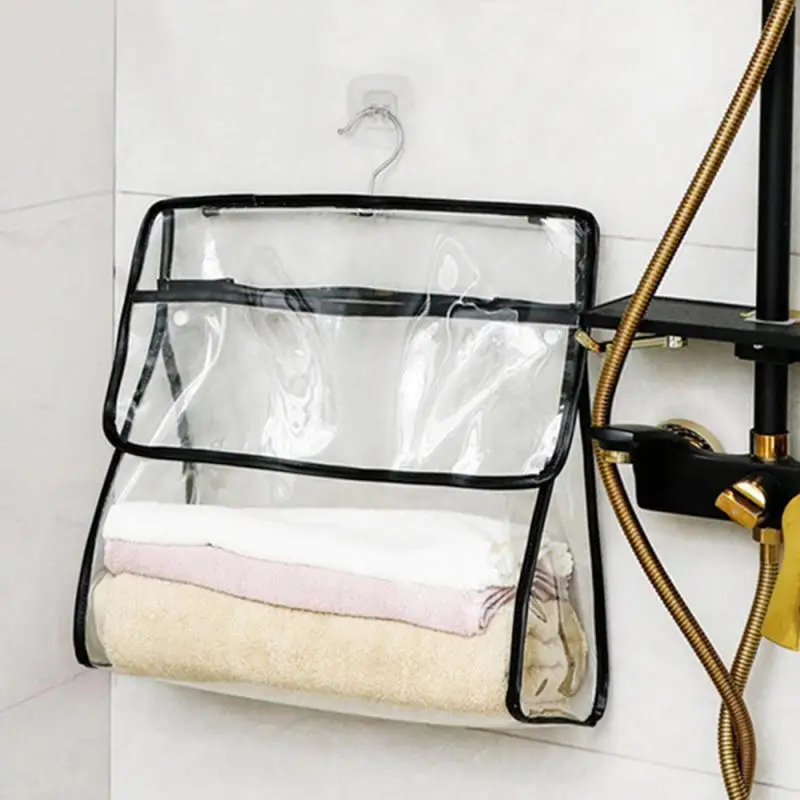 

Large Capacity Storage Bathroom Clothes Storage Bag Bathroom Accessories Storage Bag Wall Mounted Underwear Storage Bag Pvc