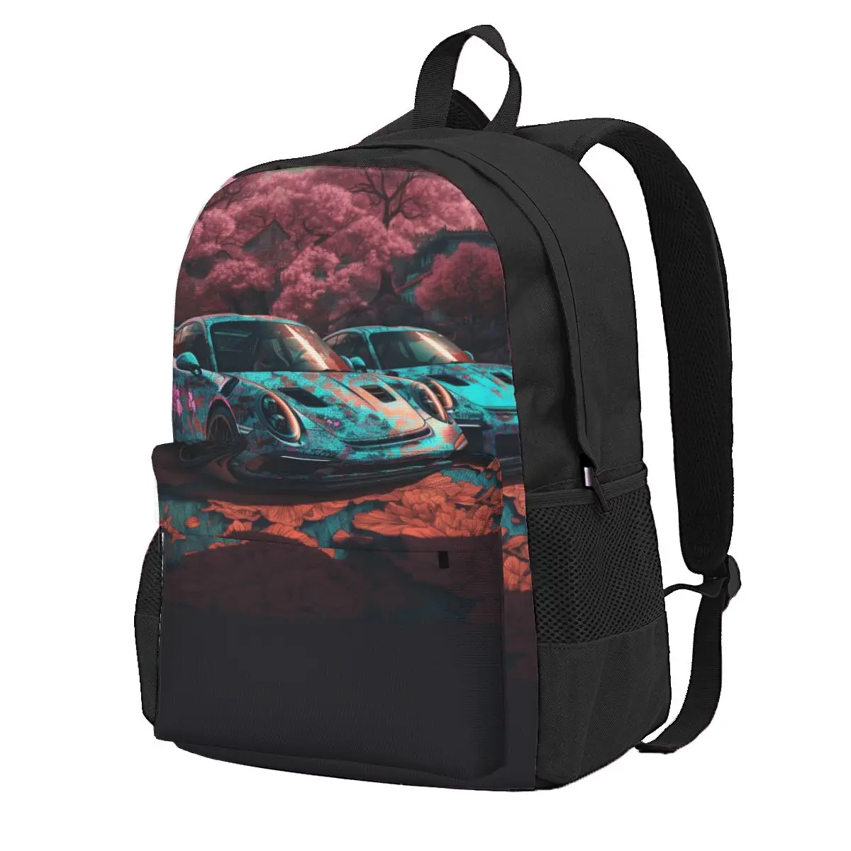 

Classic Sports Car Backpack Colorful Painting Neon Daily Backpacks Boy Girl Style High School Bags Custom Print Rucksack