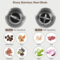 Meat grinder Electric Coffee Grinder and Spice Grinder with 2 Stainless Steel Blades Removable Bowls USA 2