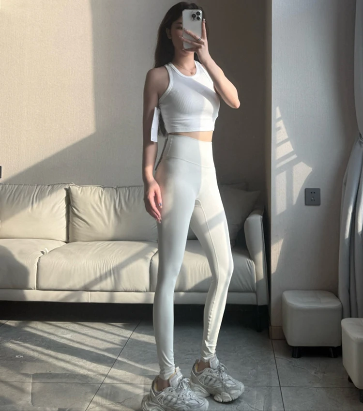 Hochtaillierte, dehnbare Yoga-Hose mit Fischtail-Design, formend und hüftliftend, schmal geschnittene Leggings – Detail 4
