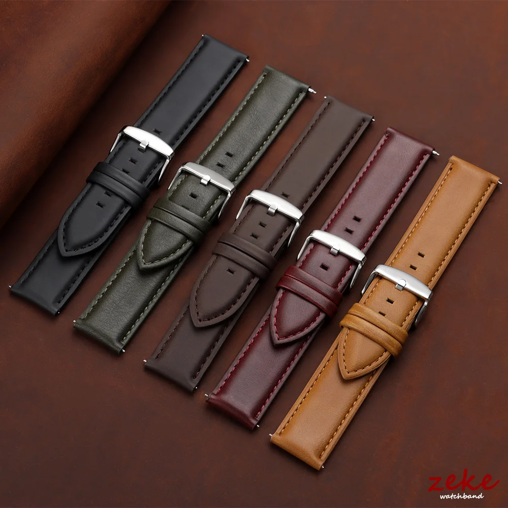 Vintage Brown Genuine Leather Quick Release Watch Strap - Universal Replacement Watchband