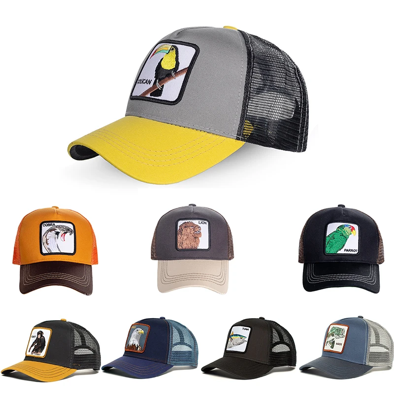 

Men's Net Hat Unisex Outdoor Printing Animal Farm Truck Driver Baseball Cap Four Seasons Adjustable Beast Toucan Dad Hat