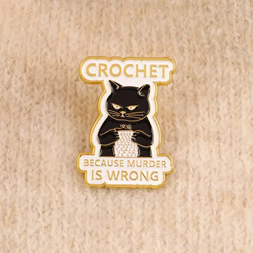 Cartoon Black Cat Crochet Enamel Pin Animal Badges on Backpack Brooches for Women Metal Lapel Pins Cosplay Accessories Toys Gift - Image 3