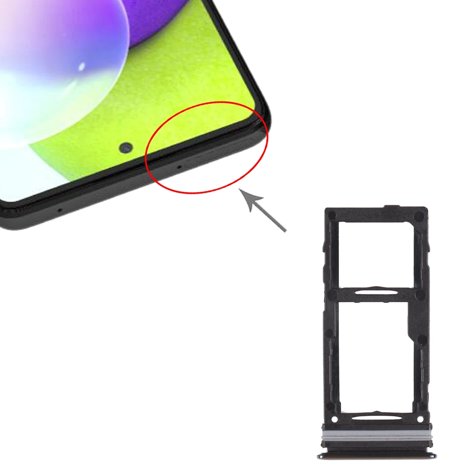 

For Samsung Galaxy A72 SM-A725 SIM Card Tray + SIM Card Tray / Micro SD Card Tray