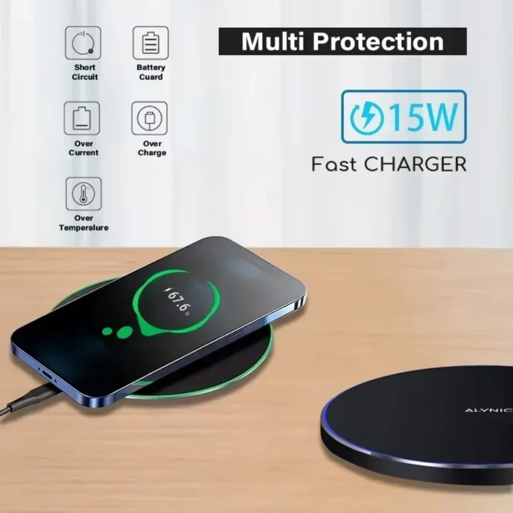 Wireless Charger Device Phone Chargers Induction Fast Wireless Charging Pad Station for iPhone 16 15 13 12 11 Samsung Xiaomi Lg