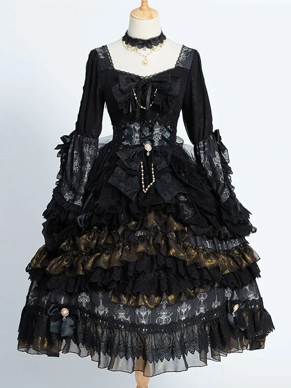 open lace back dress A Line Black Lace Prom Dress 2025 Long Gothic Wedding Dresses Custom Color / US12
