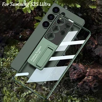 For Samsung Galaxy S25 Ultra Luxury Plating Holder Case Transparent Camera Protective Hard Stand Cover for Galaxy S25Ultra Case 1