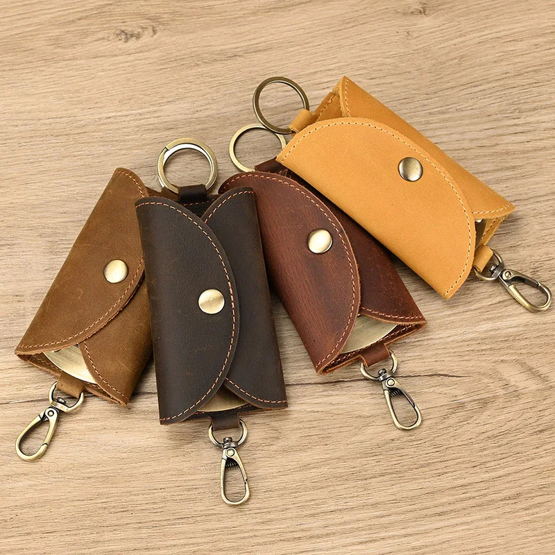 Vintage Genuine Leather Car key holder Men Leather Key wallet Keychain men  housekeeper women Car key