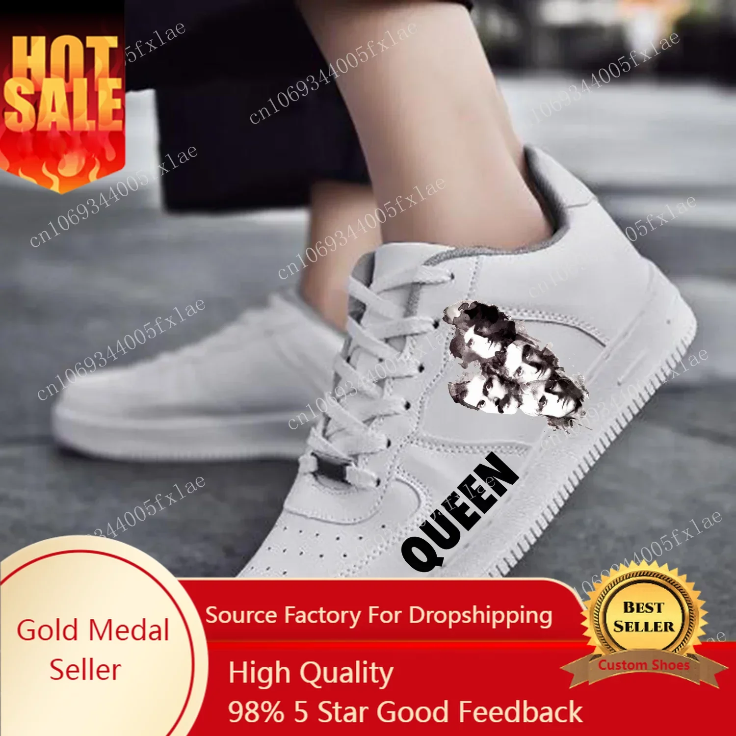 Queen Rock Band AF Basketball Mens Womens Sports Running High Quality Flats Force Sneakers Lace Up Mesh Customized Made Shoe