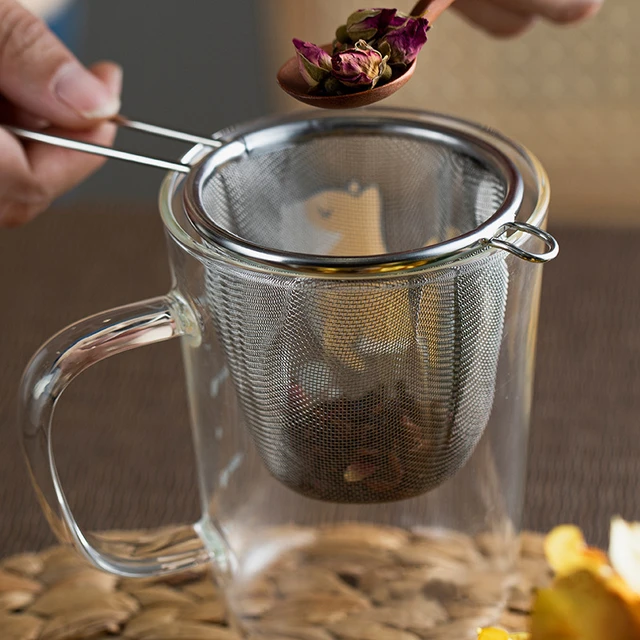 Tea -Infúziós Fogantyúval Finom Háló Újrafelhasználható Tealevél -Szűrő Kávé Liszt Szűrő Kézi Szite Teáskanna Konyhai Kiegészítőkhöz - Image 2