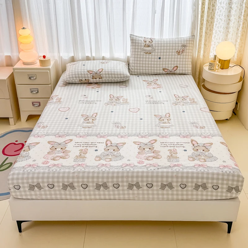 Drap-housse et taie d'oreiller, doux pour la peau, Style dessin animé, linge de lit pour la maison, simple/double/Queen/King Size, sabanas
