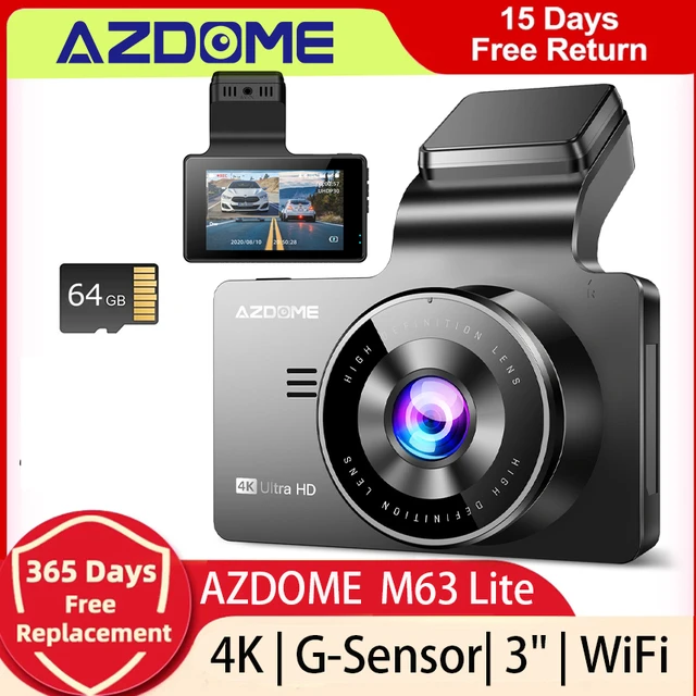 AZDOME M63 Lite 4K Dash Cam Front, 2160P Car Camera with Night Vision WDR,  3 Inch IPS Screen Dash Camera Built-in WiFi, G Sensor Loop Recording 24H