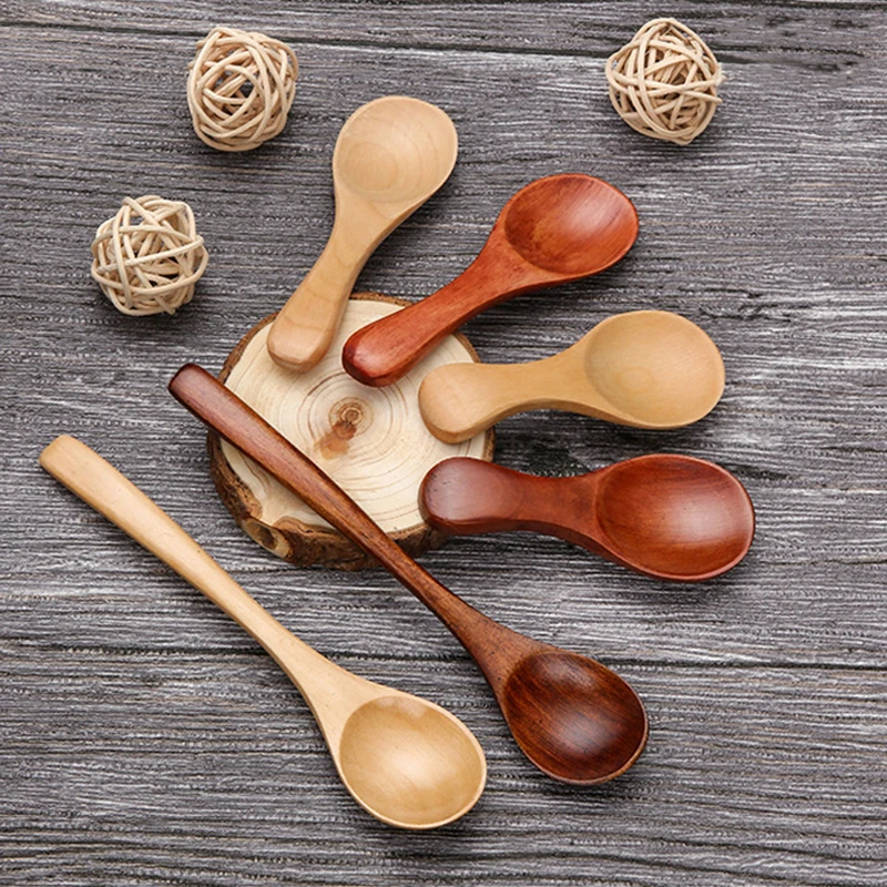

Wooden Spoon Children Cute Small Soup Spoon Dessert Cold Drink Spoon Honey Spoon Rice Spoon Girls Tableware For Kids