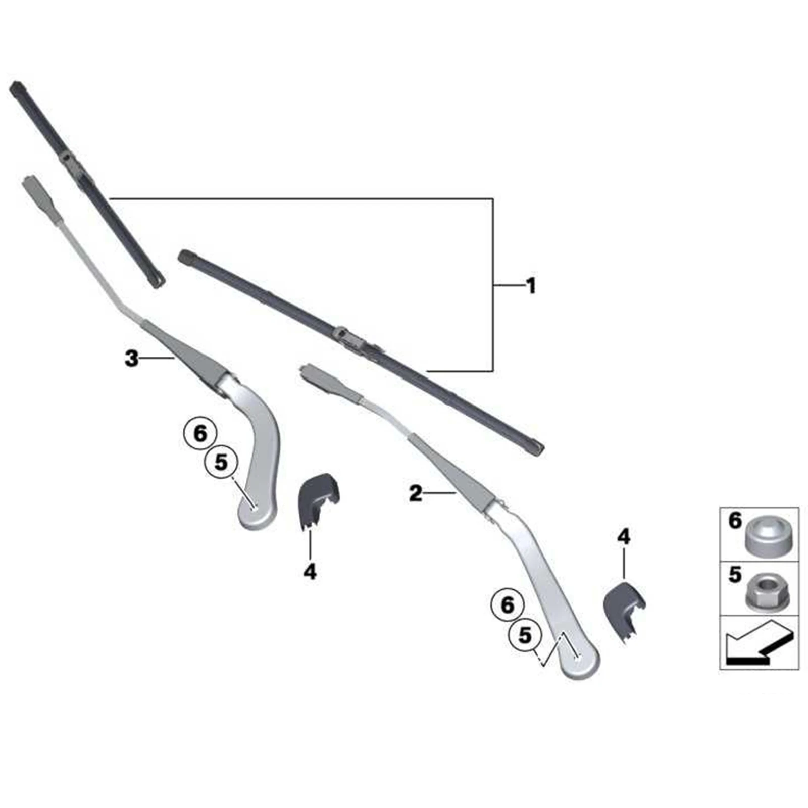 2Pcs For BMW 3 Series E90 E91 E92 E93 2006 - 2013 316/318/320/323/325/330/335 i d M3 Front Windscreen Wiper Arm Blade Rocker Cap 5