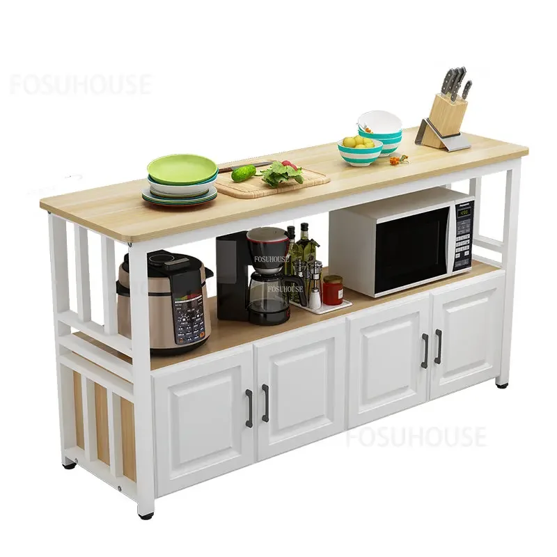 Modern Solid Wood Kitchen Cabinets Home Kitchen Furniture Creative Tableware Storage Cabinet Rack Multi-layer Kitchen Console N 3