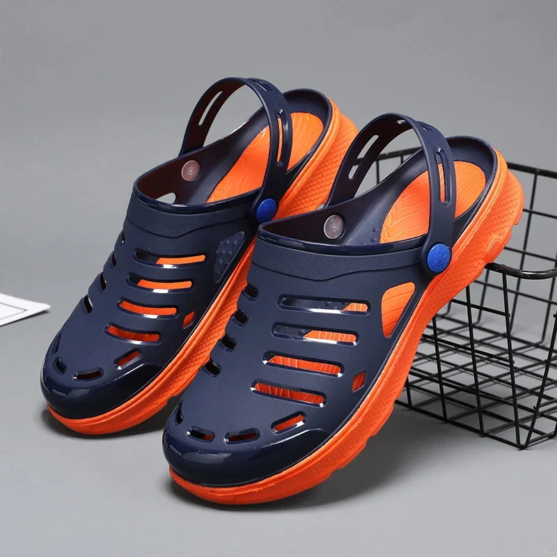 Summer Men Women Slippers Hollowed Out Breathable Beach Sandals for Water Sports Home Clogs EVA Sole Garde Shoes Size 36-45