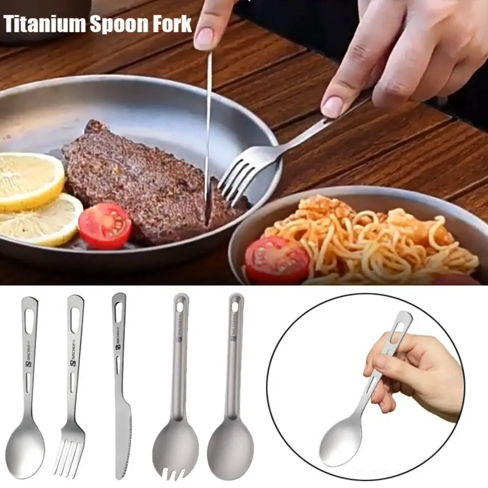 Description Picture 2 of itemTitanium Spoon Outdoor Camping Fork Long Handle Environmental Light Titanium Cookware Outdoor Picnic Accessories Tool Portable