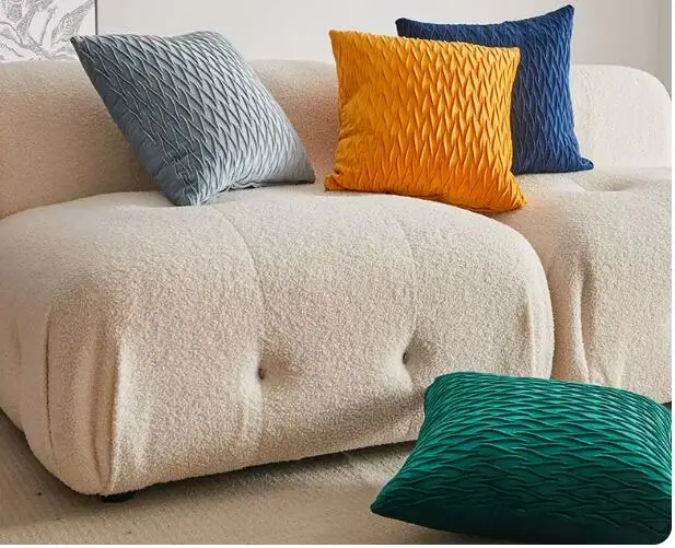 

Yellow square cushion cover, velvet fabric sofa pillow cover