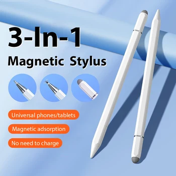 3 in 1 Magnetic Universal Stylus Pen For Android IOS Capacitive Touch Screen Pencil For Phone Pad Tablet iPhone iPad Writing Pen 1