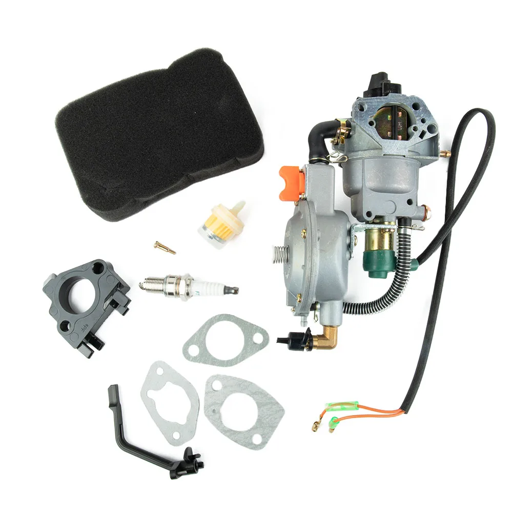 

1set Dual Fuel LPG/NG Conversion Carburetor Kit With Air Filter Spacers For 4.5 KW To 10 KW Generators Garden Tools Accessories