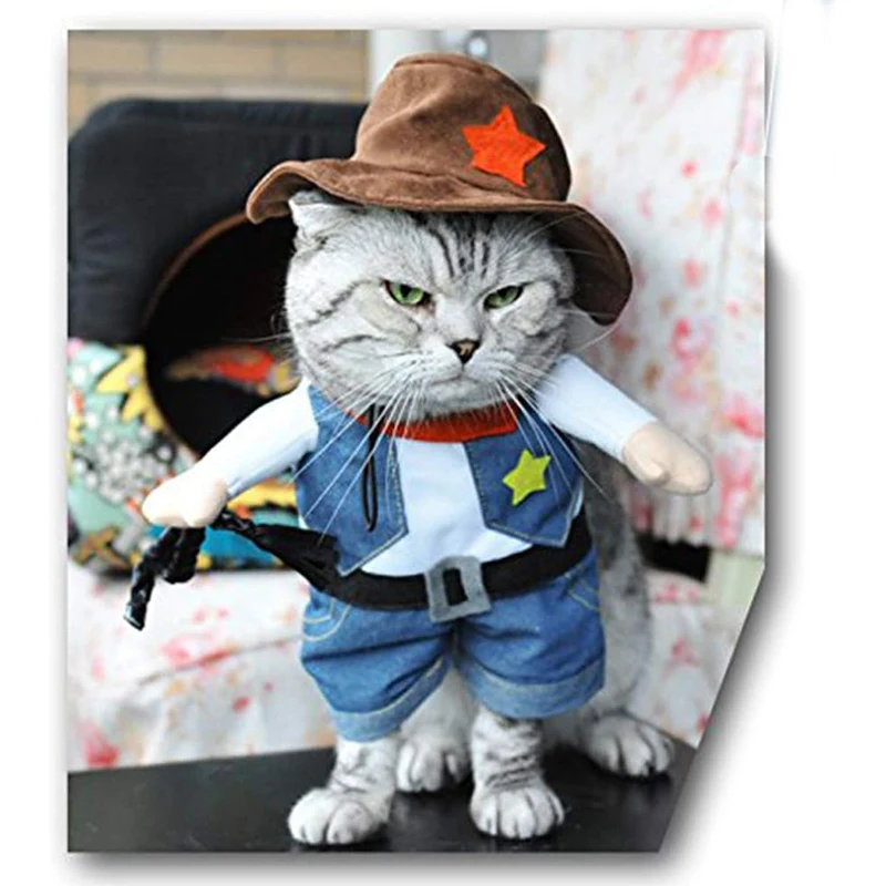 Funny Pet Dog Cat Halloween Costume Dog Cowboy Clothes Pet Dog Costumes for Small Dogs Cosplay Cat Accessories