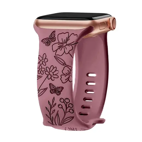 Engraved Band for Apple Watch Strap 46mm 44mm 42mm 41mm 40 45mm Ultra 3 2 49mm Floral Bracelet Iwatch Series 11 10 9 8 7 SE 6 5 - Image 28