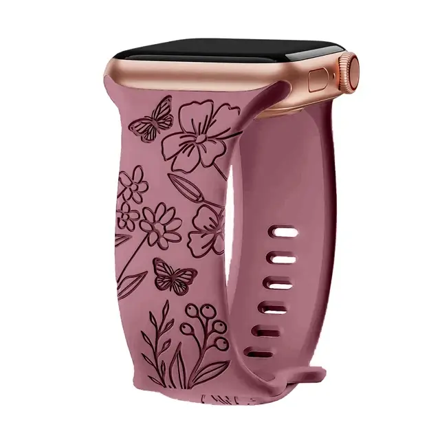 Engraved Band for Apple Watch Strap 46mm 44mm 42mm 41mm 40 45mm Ultra 3 2 49mm Floral Bracelet Iwatch Series 11 10 9 8 7 SE 6 5 - Image 28
