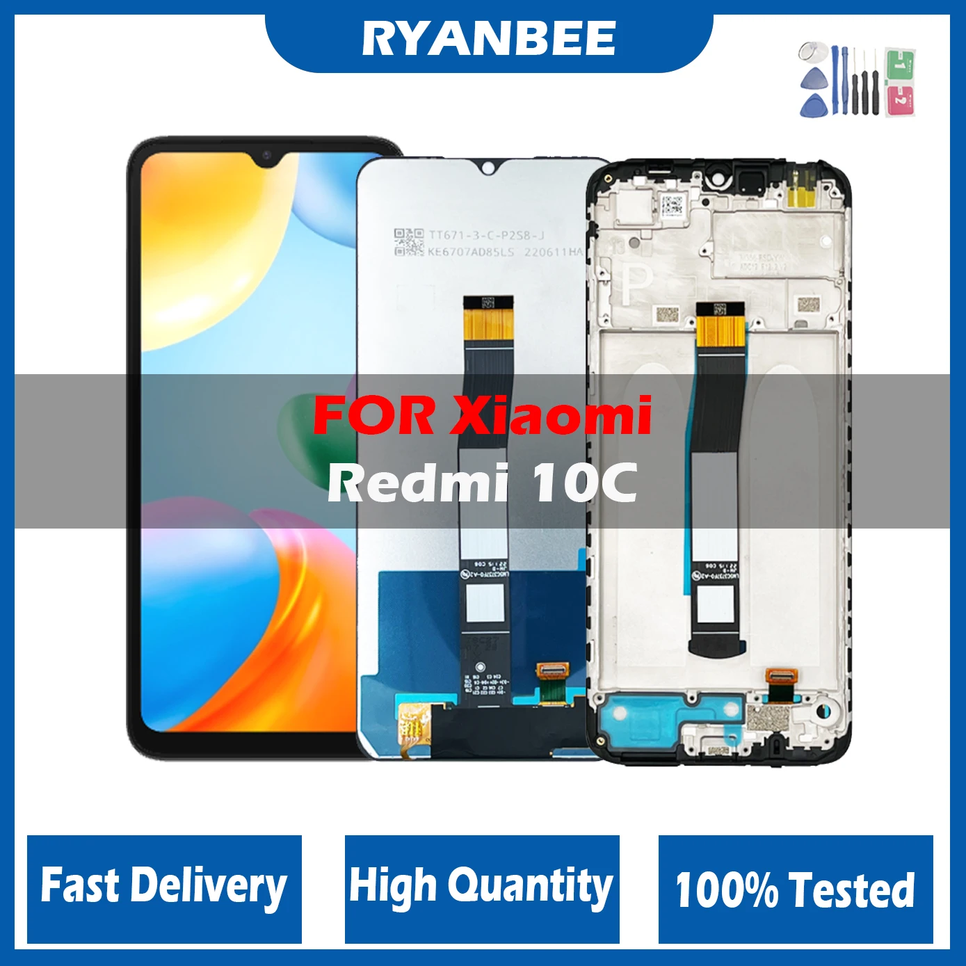

ЖК-дисплей 6,71 дюйма для Xiaomi Redmi 10c, ЖК-дисплей с сенсорным экраном и дигитайзером в сборе для Redmi 10c, ЖК-дисплей 220333QBI, рамка для ремонта