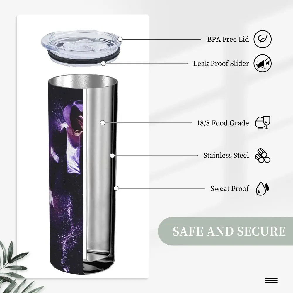 Michael Jackson Musicians Singers Dancers Stainless Steel Tumbler Vacuum Insulated Mug Thermal Cold Bottle Straws With Lid 20oz