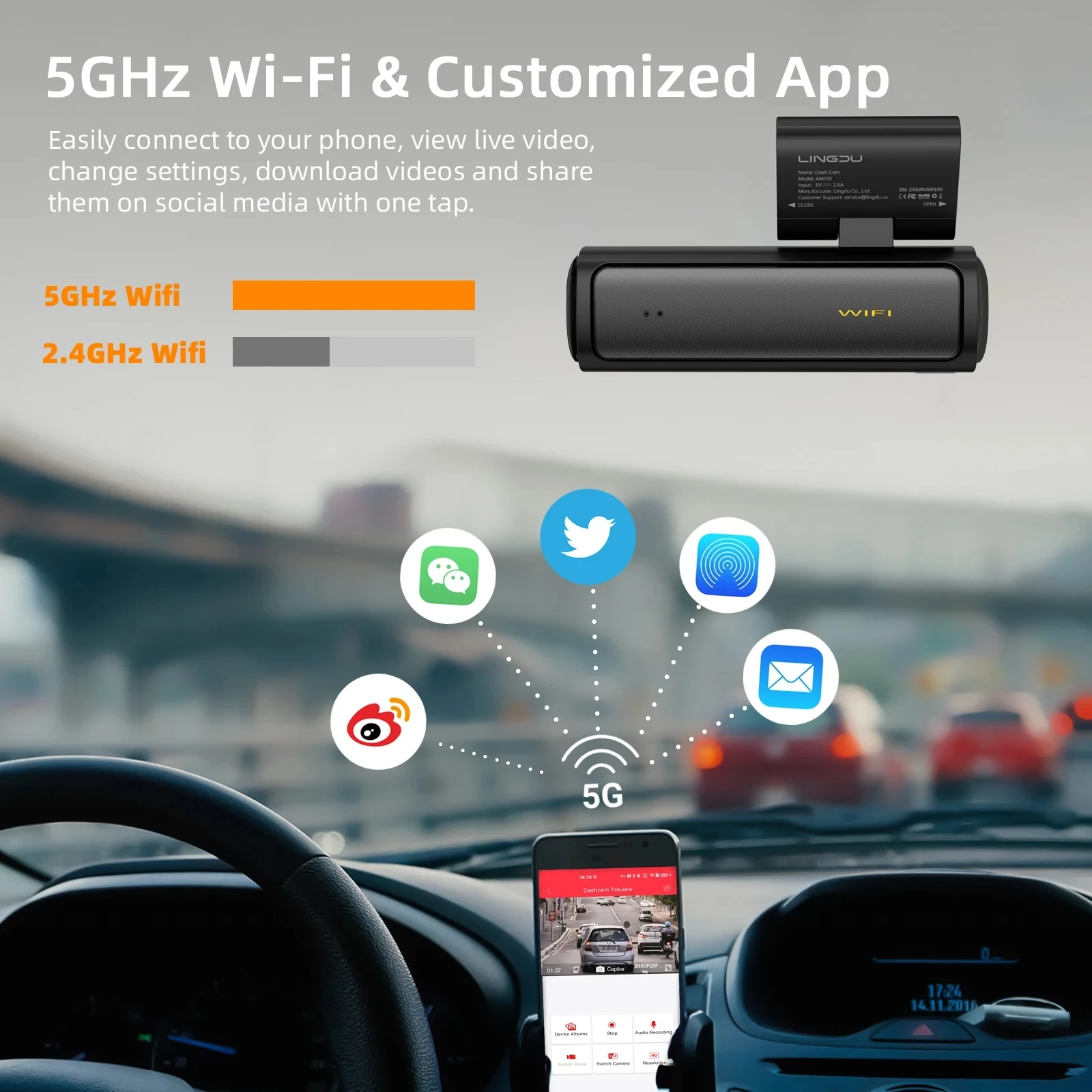 LINGDU AM100  ķ ADAS GPS ī޶, ڵ DVR 24 ð  ,  Ĺ ķ,    , 3 ī޶, 4K, 1080P, 1080P
