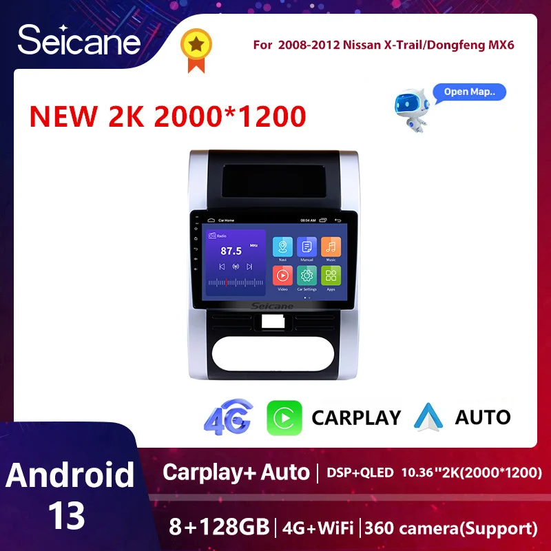 

Автомагнитола Seicane, 2 din, Wi-Fi, Android 13 для Nissan X Trail 2 T31 2007 2008-2015, мультимедийный видеоплеер, Автомагнитола для Carplay, 4G, GPS