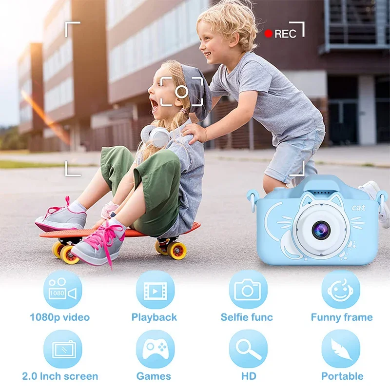 Children's Camera 2 Inch Dual Camera 1080P HD Screen Kids Digital Outdoor Photography Video Mini Educational Toys