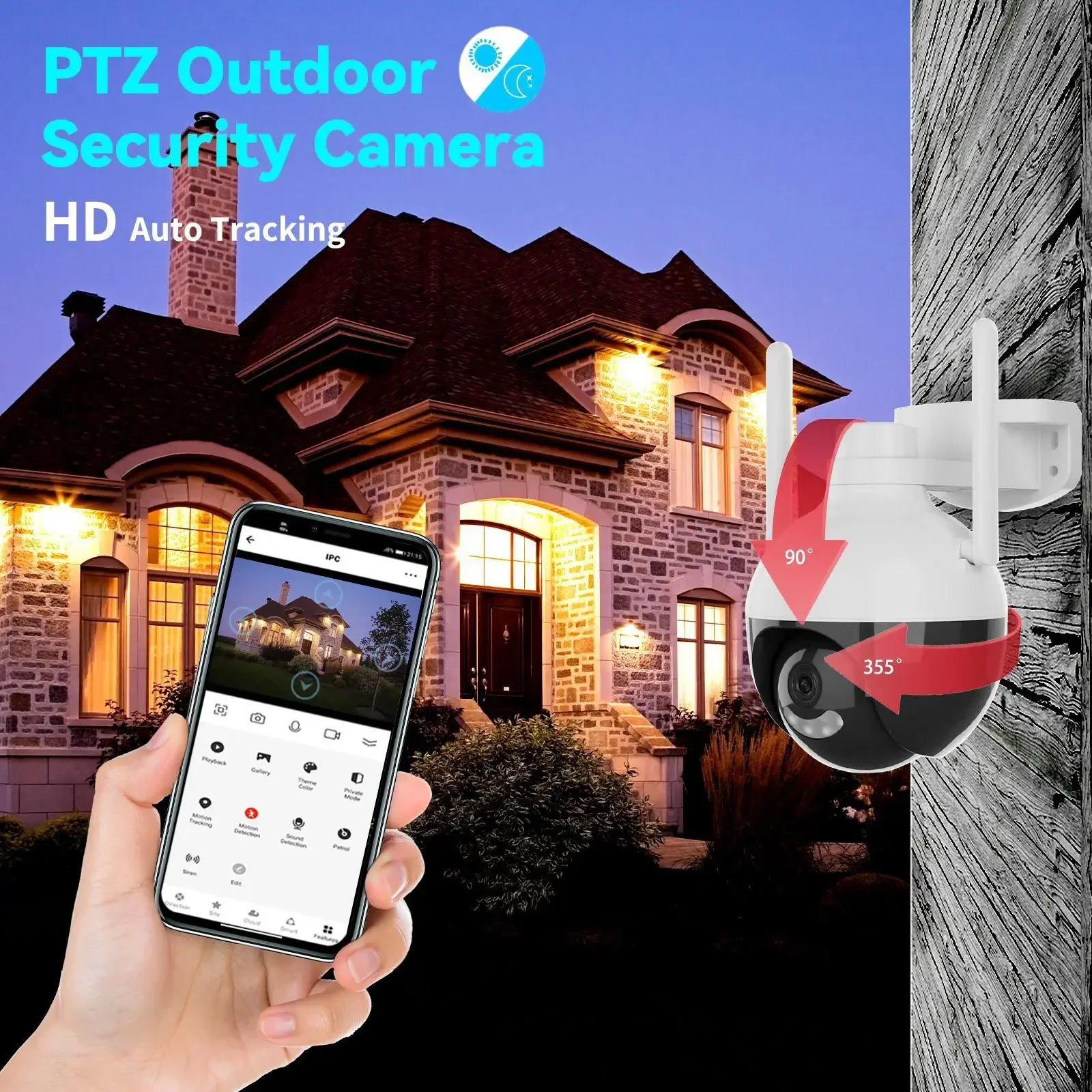 4K 8MP PTZ IP 카메라 5xZoom 인간 감지 비디오 감시 카메라 WiFi 실외 컬러 야간 투시경 보안 보호 카메라