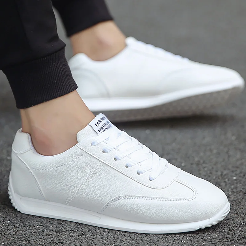 

White sneakers men Boys Cheap leather shoes for men Flat Comfortable Shoes Men School Tennis Breathable Walking Vulcanized Shoes
