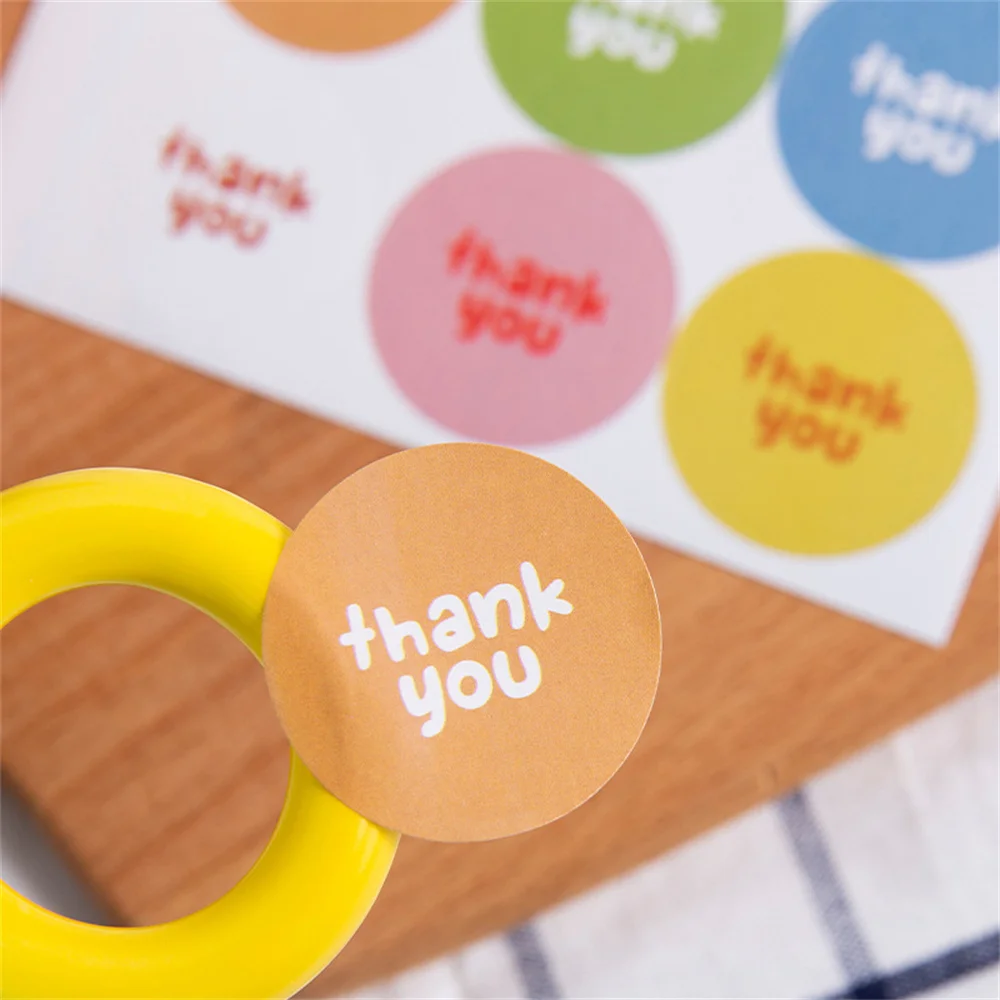 Cartoon Thank You Adhesive Labels - 60pcs Round 4cm Stickers for Gift and Food Packaging