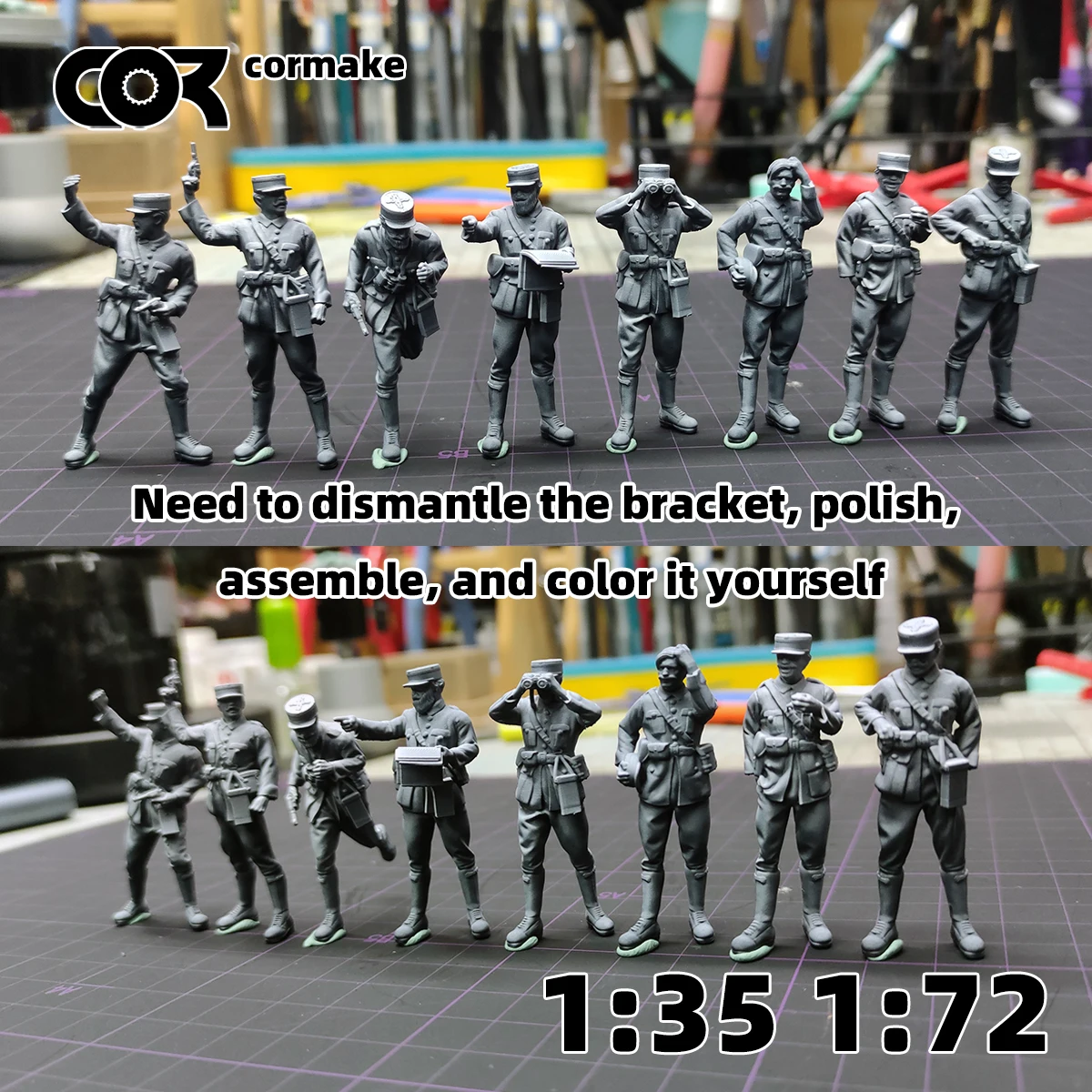 레진 3D 스케일 미니어처 모델 키트 프랑스 장교 군인 피규어 군사용 10개 세트 1939-1945 1/35 1/48 1/72