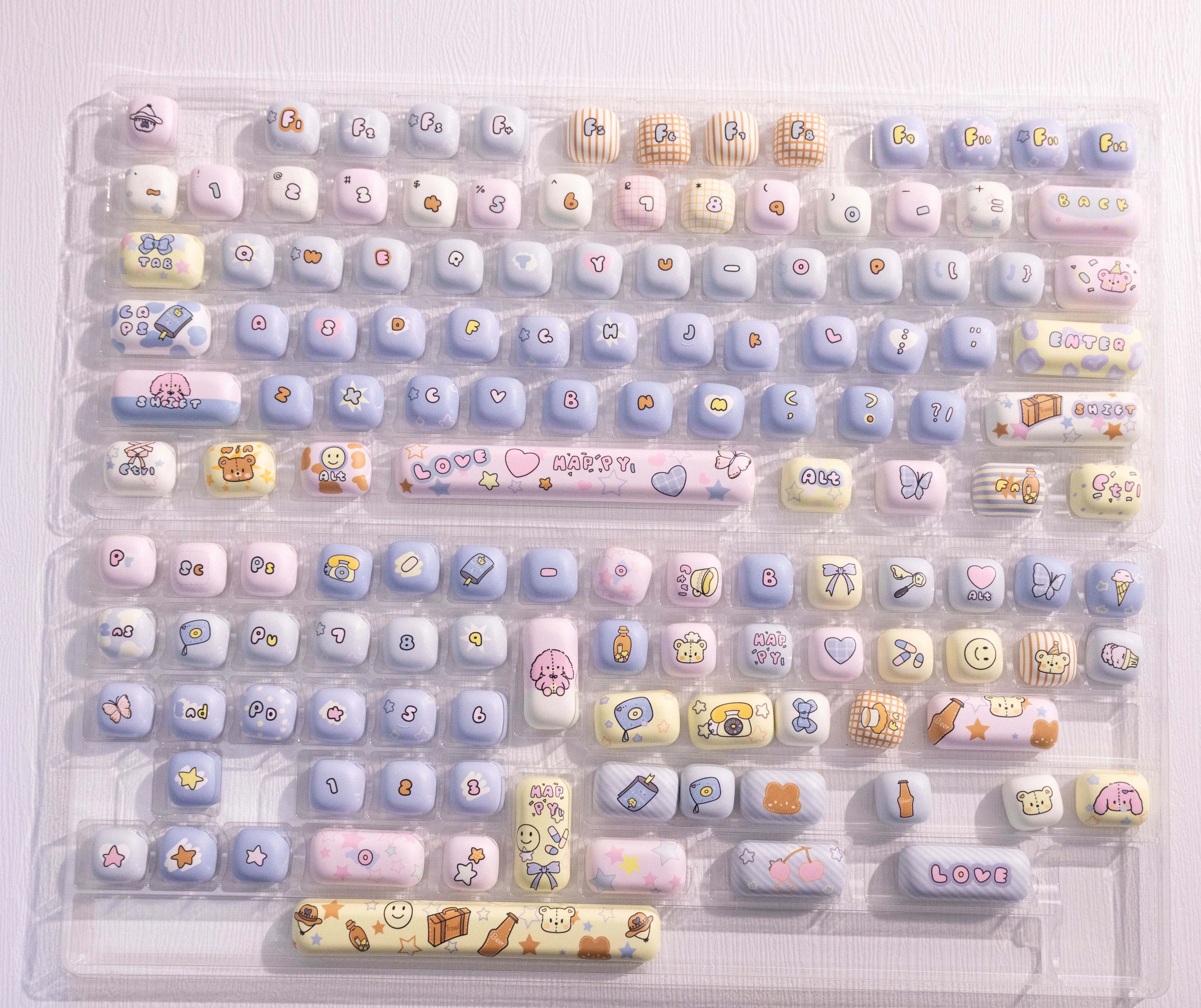 135키 PBT 염료승화 키캡 세트, MOG 프로파일, 장난감 집 테마, 61/64/68/87/96/104/108용 MX 스위치와 호환 가능