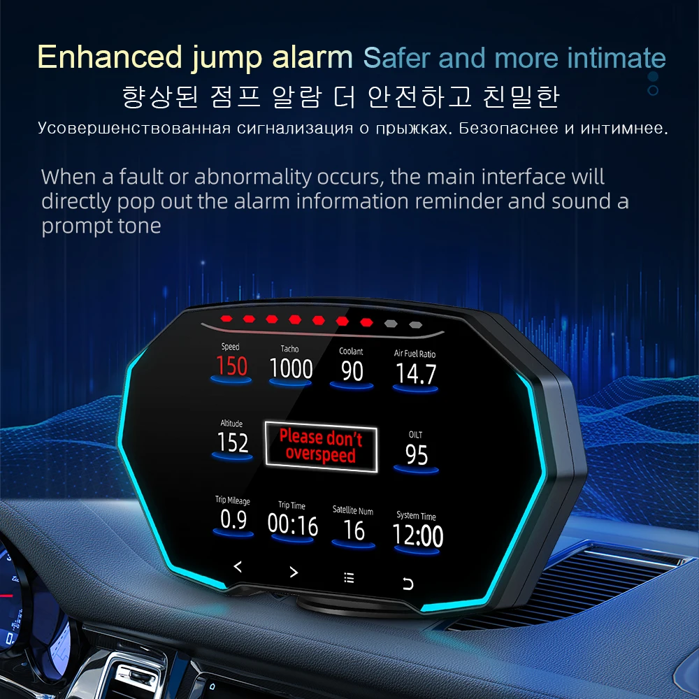 WiiYii F11  ũ HUD ÷, OBD2, GPS, LCD, ڵ , ڵ ӵ,   ˶ , 4 ġ