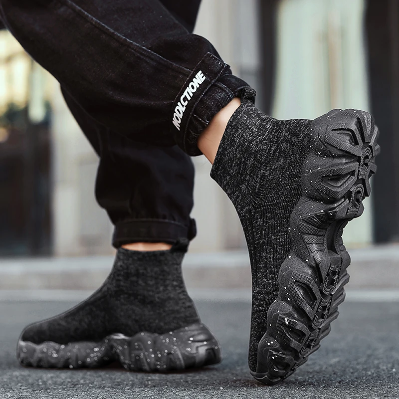 Black Socks Sneakers Spring Autumn Men Casual Shoes Chunky Platform Unisex Sock Shoe Fashion Breathable Chaussure Homme Man