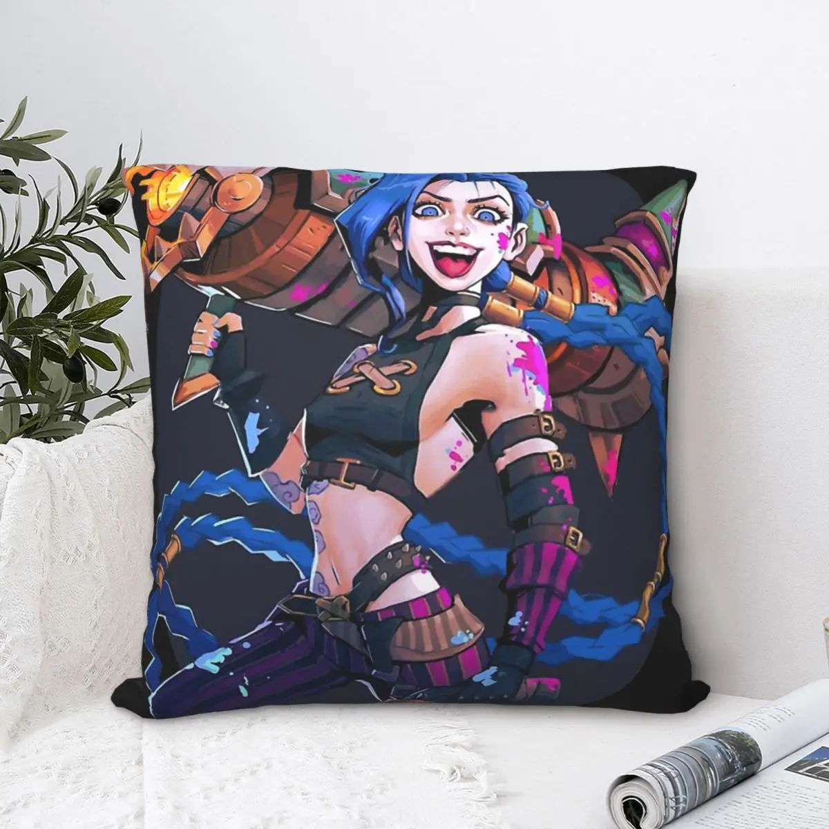 

Jinx чехол для подушки из полиэстера Arcane League of Legends для дивана, Офисная декоративная кавайная наволочка для обнимания