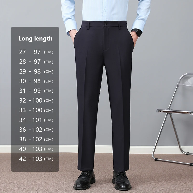 Brand Clothing Spring Formal Ankle Length Pants Men Business Elastic Waist Suit Pant Korean Trousers Plus Size 27 40 42 2