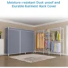 V6C Heavy Duty Covered Clothes Rack Portable Wardrobe Closet, 5 Tiers Wire Garment Rack White Metal Clothing Rack 4