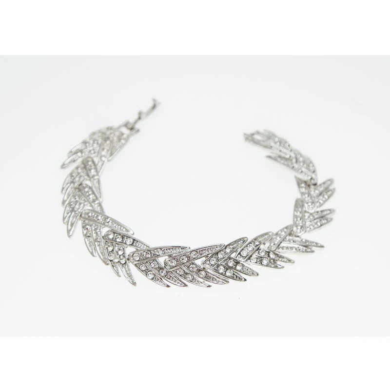 Leaves Shape Silver Color Clear Crystal Jewelry Set New Fashion Wedding Bridal African Costume Jewelry Sets bridal jewelry sets