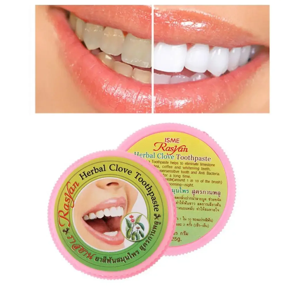 1/2pcs 25g Natural Herbal Clove Thailand Toothpaste Tooth Whitening Powder Oral Hygiene Cleaning Toothbrush Remove Stains