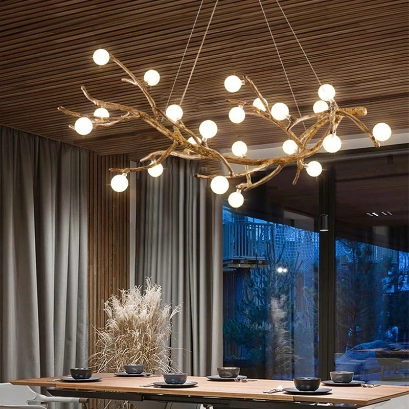 Nordic Retro LED Chandelier For Living Bedroom Tree Branch Art Ceiling Pendant Lights Brown Antique Hanging Lamp Decor Lighting led chandelier ceiling chandelier art lighting fixtures