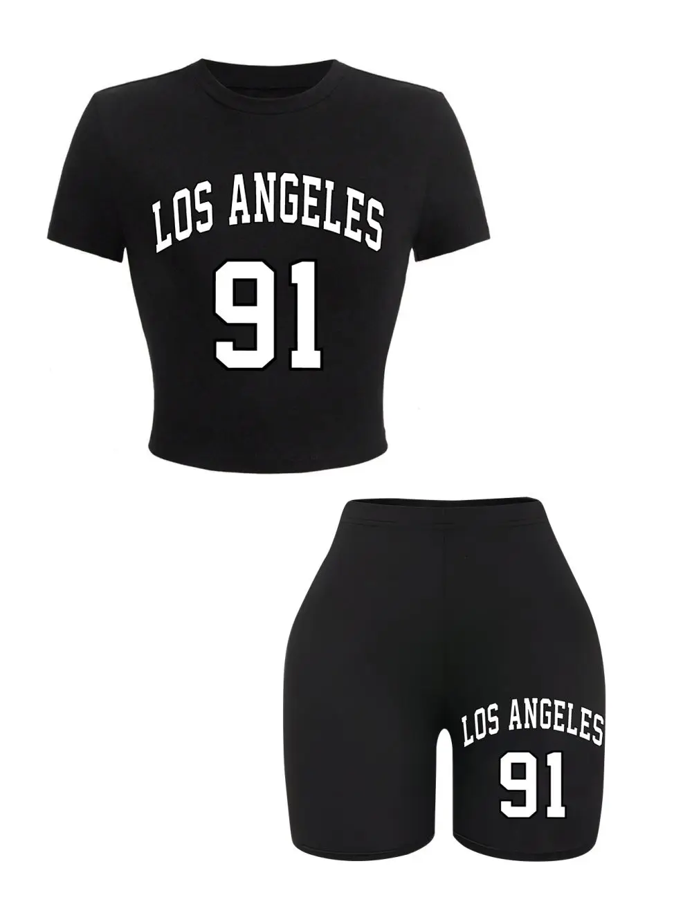 Women Slim Crop T-Shirts & Shorts Two Pieces Set Brooklyn New York City Art Letter Prints Tops Fashion Modal Cotton Soft Clothes - Image 5