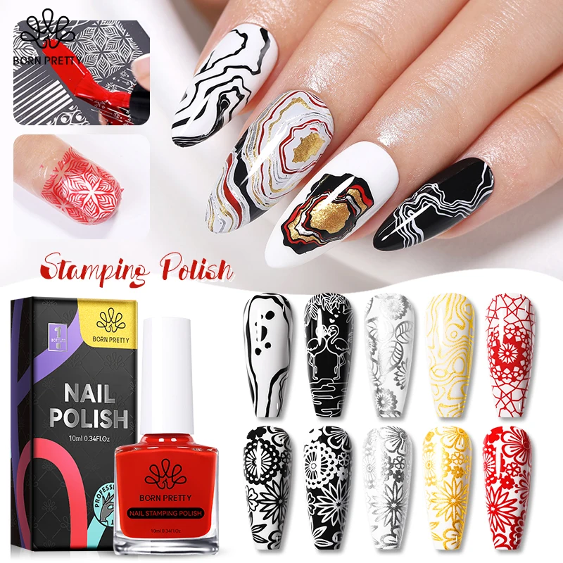 Nail Polish Nail Art Plate 1 Bottle Black White 10ml Stamping Gold Silver Color Nail Printing